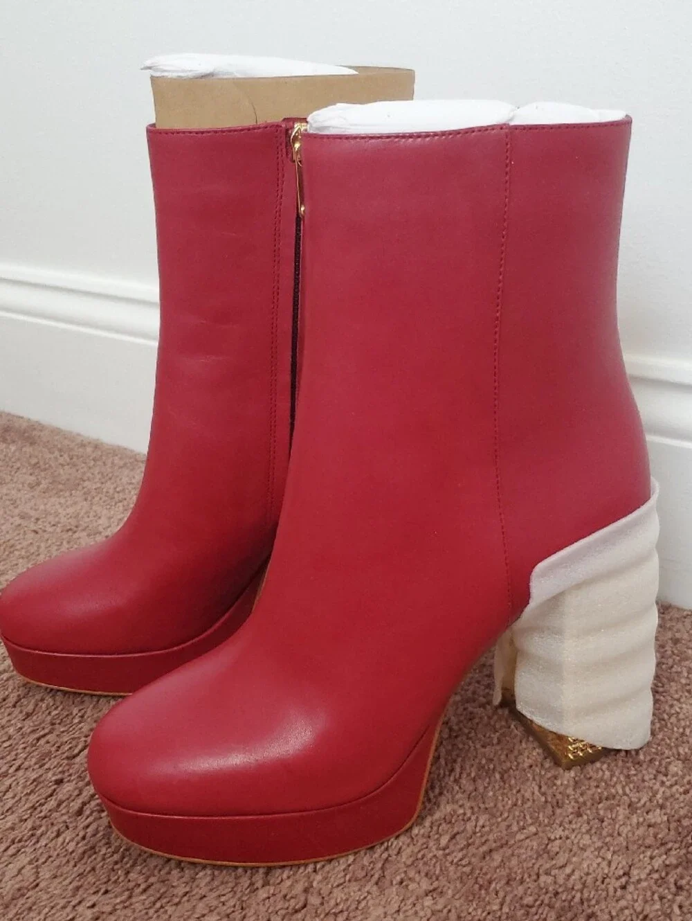 MICHAEL Michael Kors Red Maxine Platform Ankle Boots